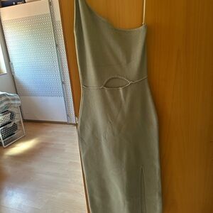 Petal & Pup One-Shoulder Olive Dress